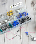 Heavy Duty Sinker Slides For Catfishing Rig Tackle 70 Piece Set With Stainless Steel Duo Lock Snap Swivels in storage box