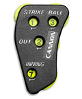 Four Wheel Umpire Indicator With Optic Yellow Dials For Strikes Balls Outs And Innings Heavy Duty Plastic Clicker For Baseball Softball Game Day Scorekeeping Precise Tracking And Durable Must Have Tournament Ready, black plastic