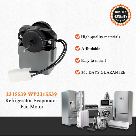 Go-To Replacement Refrigerator Evaporator Fan Motor 115V 60Hz For Whirlpool And Kenmore Refrigerators with features listed
