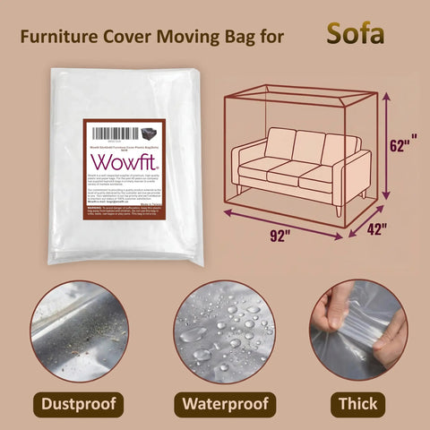 Dust Proof Moving Bag For Sofa And Boxes Clear 4Mil Virgin Plastic Odorless Heavy Duty Furniture Cover diagram and features