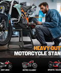 Heavy Duty Detachable Anti Slip Dirt Bike Stand Jack For Universal Motorcycle Maintenance Elevates Dirt Bikes Up To 1000 Lbs To 15.7 Inches High Black Durable Steel Construction in use