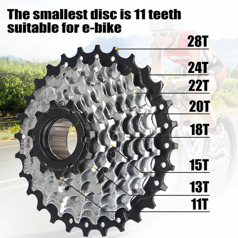 Eight Speed E Bike Freewheel 11 28 Teeth Screw On for Threaded Freehub Replacement Parts Durable Silver Plated Metal