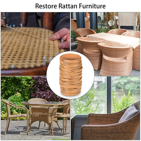 Hella Durable PE Rattan Repair Cord 7Mm X 131Ft All Season Wicker Chair Replacement String bundled with restored rattan furniture.