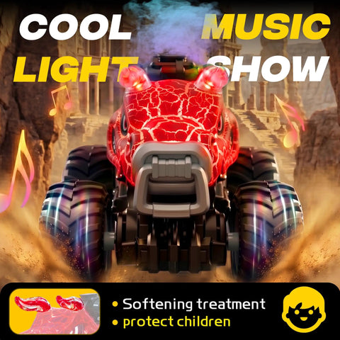 Epic 1:18 Scale RC Monster Truck with vibrant light show, water spray and dancing spins, designed for boys aged 4 to 7