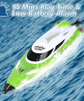 High Speed Remote Control Boat For Adults And Kids Aged Eight To Thirteen 35 Plus KPH With 180 Degree Flip Auto Righting in water