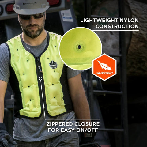 Stay Cool Without Breaking A Sweat With This Premium Dry Evaporative Cooling Vest Zip Front Design Size 4X Large shown in lightweight nylon construction.