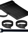Reusable 6 Inch Hook and Loop Cable Ties for Cable Management No Fuss Adjustable Cord Straps in black, shown close-up.