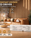 DEIGCYU LED Recessed Lighting Kit, 6 Pack Black Self-Adhesive Light Bars with constant voltage LED driver on a stylish living room.
