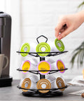 K Cup Holder Carousel 3 Tier For Keurig Pods Storage Stand Metal Small Footprint 7.4 Inch Wide With 360 Degree Rotation And 21 Pod Capacity