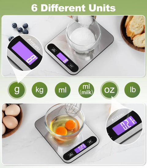 Digital Kitchen Scale With 33Lb Capacity 1g Precision And Four High Precision Sensors Full View Backlit LCD Display measuring ingredients