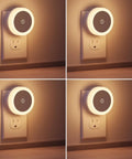 4 Pack Plug In LED Night Lights With Light Sensor Auto On At Dusk For Kids Room And Nursery showcasing warm white glow and compact design.