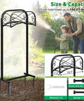 Outdoor Garden Hose Holder Stand 43 Inches Tall With Four Prongs Base Detachable Metal Hose Keeper Freestanding Super Sturdy Heavy Duty Organizer Holds Up To 150 Feet Of Hose Black, shown in garden setting with size details.
