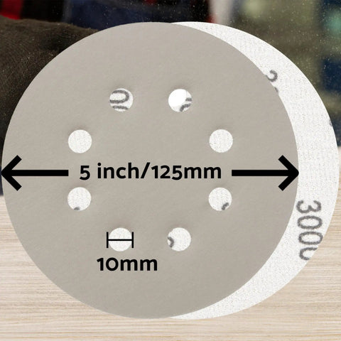 5 Inch Wet And Dry Sanding Discs Set Hook And Loop 54 Pcs Silicon Carbide With Grits 80 Through 3000 Includes Tack Cloth