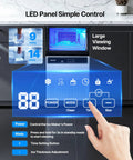 Control panel of Party Ready Ice Maker For Home Bar Or Restaurant, Up To 130 Lbs Per Day With 33 Lbs Storage, LED display.