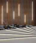 6 Piece Self Adhesive LED Recessed Lighting Kit With Smart Switch 3000K displayed on wooden slat wall with ambient lighting