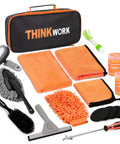 Orange Must Have All In One Car Detailing Kit With Storage Bag Pro Grade Microfiber Towels Wash Mitt Duster and Brushes