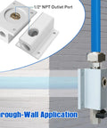 Two Pack Three Quarter Inch Compressed Air Outlet Kit With One Half Inch NPT Ports Aluminum Manifold installed on wall