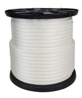 Half Inch White Polyester Rope On A 250 Ft Spool, Solid Braid Dacron Multipurpose Utility Rope With Low Stretch, UV Resistant, High Strength