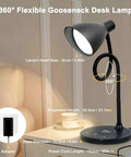 Gooseneck Desk Lamp With Wireless Charger And USB Port, 12W 1200 Lumens Eye Care LED Reading Light for Home Office Setup