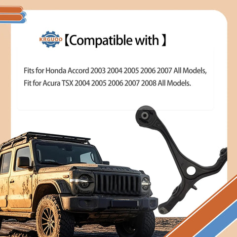 Front Lower Control Arm With Ball Joints Kit For Honda Accord 2003 2004 2005 2006 2007 And Acura TSX 2004 2005 2006 2007 2008 OE Replacement Four Piece Set Includes K640289 K640290 K80228, black suspension arm