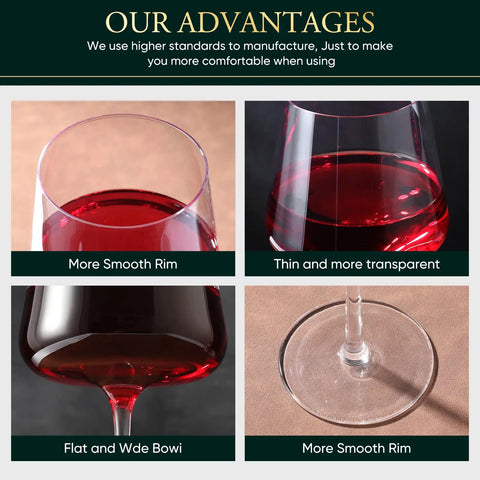 Hand Blown 19Oz Premium Titanium Crystal White Square Wine Glasses Set Of 4 With Long Stems Ultra Thin Walls advantages