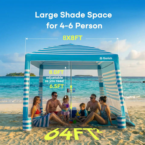 Beach Cabana With UPF50 Plus Sun Shield 8x8 Or 10x10 Canopy Tent With Side Wall Easy Setup Windproof Portable Sun Shelter