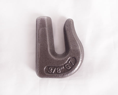 Three Eighths Inch Weld On Forged Clevis Grab Chain Hooks Grade 70 Heavy Duty Beefy Workhorse 6600 Lb Working Load Limit Set Of 2 Rust Resistant Trailer Hook For Chains And Towing, close-up view