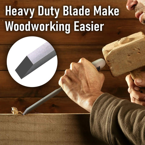 Heavy Duty Mortise Chisel Set With Chrome Vanadium Steel Blades And Premium Hornbeam Handles for clean mortising in wood.