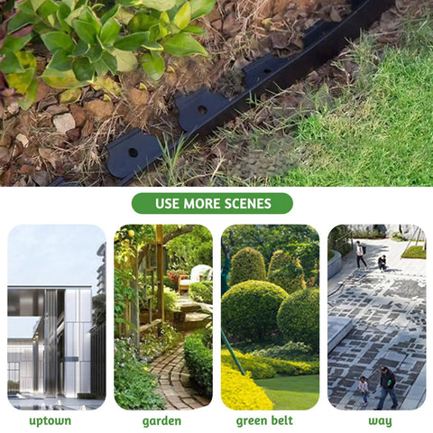 Flexible Lawn And Garden Edging Border 1.5 Inch By 16 Foot Black Reinforced Plastic Grass Border in garden setting