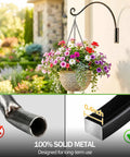 Heavy Duty Plant Hanger Bracket 16 Inch Black Outdoor Hand Forged Metal Hanging Bracket With 80 Lbs Capacity For Plants And Bird Feeders