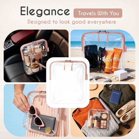 Airport-Ready TSA Approved Toiletry Bag For Carry-On Travel, Clear Quart Size For 3-1-1 Liquids, Durable Reusable Cosmetic Pouch