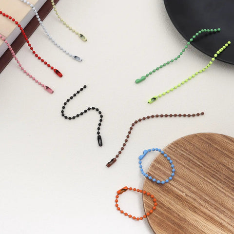200-Piece Bead Ball Chain Keychains Bulk For Hanging Decor And Jewelry Making Includes Connector Clasp And Storage Box Each Chain Measures 3.9 Inches Bead Diameter 2.4mm Perfect For Crafts And DIY Projects. assorted metal bead ball chains with connector clasps