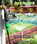 Outdoor Sprinkler Timer For Garden Hose With Large LCD Screen, Programmable Watering Schedule attached to a faucet