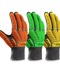 A5 Cut Resistant Gloves With Impact TPR Shield Touchscreen Nitrile Dipped Safety Work Gloves, 3 pairs, assorted colors, front view