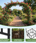 Garden Arch With Planter Boxes, Heavy Duty Iron Arbor Trellis For Climbing Plants, Outdoor Metal Archway For Weddings And Backyard Parties