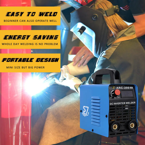 Portable 110V DC Inverter Stick Welder for Beginners and Home Projects displayed in use, featuring easy knob controls and compact design