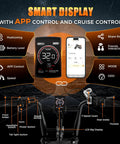 Smart app display on Beast Mode Dual Motor Electric Bike For Adults With 4000W Peak Power showing speed and controls.