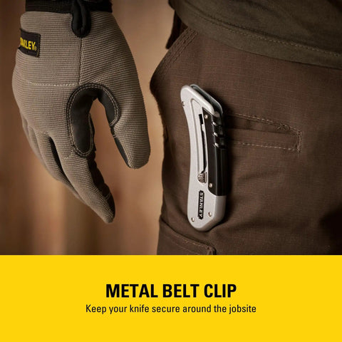 Sport Knife With Easy Blade Change And One Handed Quick Slide Blade Slider Takes Standard Utility Blades Safety Feature clipped to belt