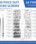 Ultra Handy Micro Screw Repair Kit For Glasses Laptops Watches And Electronics 500Pcs Tiny M1.2 M1.4 M2 Screws with tools