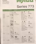 WAGO Series 773 product information sheet detailing various connectors specifications for electrical use.