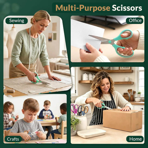 8.5 Inch All Purpose Scissors Set For Office Home Sewing And Crafts With Soft Comfort Grip For Right Or Left Hand 3 Pack