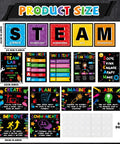 16 Piece STEAM Science Poster Set For Classrooms With Adhesive Dots And Eye Catching STEAM Banner Includes 16 Motivational Posters