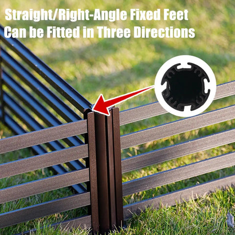 Top Shelf Outdoor Balcony Guardrail With Custom Length Aluminum Panels Built Like A Tank For Patios Gardens And Retaining Walls. Straight angle fixed feet.