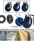 Commercial Grade Heavy Duty Swivel Caster Wheels With Strong Lock Brakes And Silent Pneumatic Air Filled Tires for various terrains.