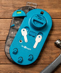 All In One Picture Hanging Kit With Level Tool And Sawtooth And Wire Hangers, Wall Mount Kit in case on wooden surface
