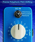 Close-up of Pitch Harmonizer Guitar Effects Pedal With True Bypass MPS1 Octave Box showing control knob and input jack.