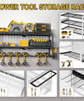 Heavy Duty Wall Mounted Power Tool Organizer For Garage And Workshop, Metal Storage Rack With Drill And Cordless Tool Holder