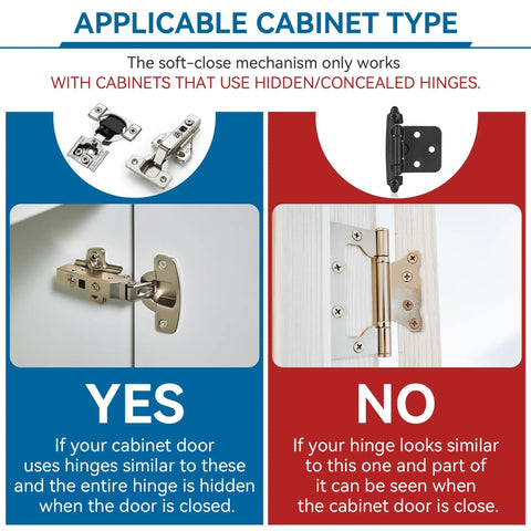 Image showing hidden cabinet hinges for 10 Pack Soft Close Cabinet Hinges Adjustable Hydraulic Slow Damper for kitchen and closet doors.