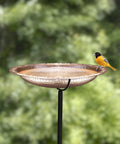 Copper Bird Bath With Garden Pole 18 Inch Diameter Basin Polished Copper Finish Rustproof Outdoor Bird Bath with bird