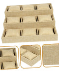 Slick Nine Grid Linen Watch Organizer Tray With Snug Padded Pillows to Keep Your Timepieces and Bling Tidy and Secure On Any Dresser Or Vanity Countertop.